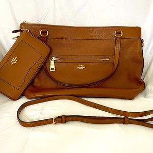 Coach Purse Tyler Leather Tote with matching wallet - Brown